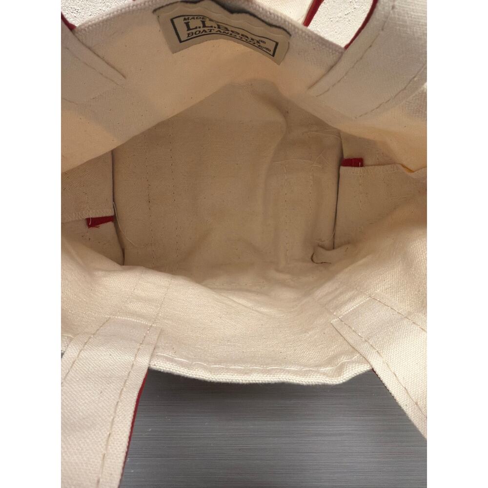 LL Bean Mini Boat And Tote Bag Canvas With Red - Picture 5 of 8